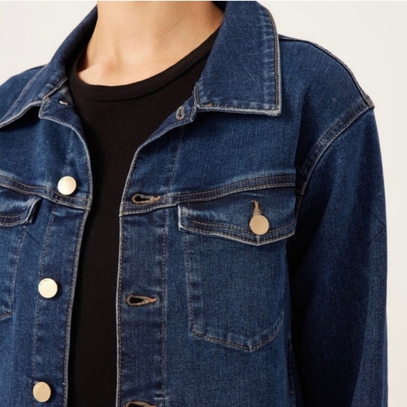 Old Navy S Classic Denim Jacket Dark Wash Jean Jacket Small - Picture 2 of 9